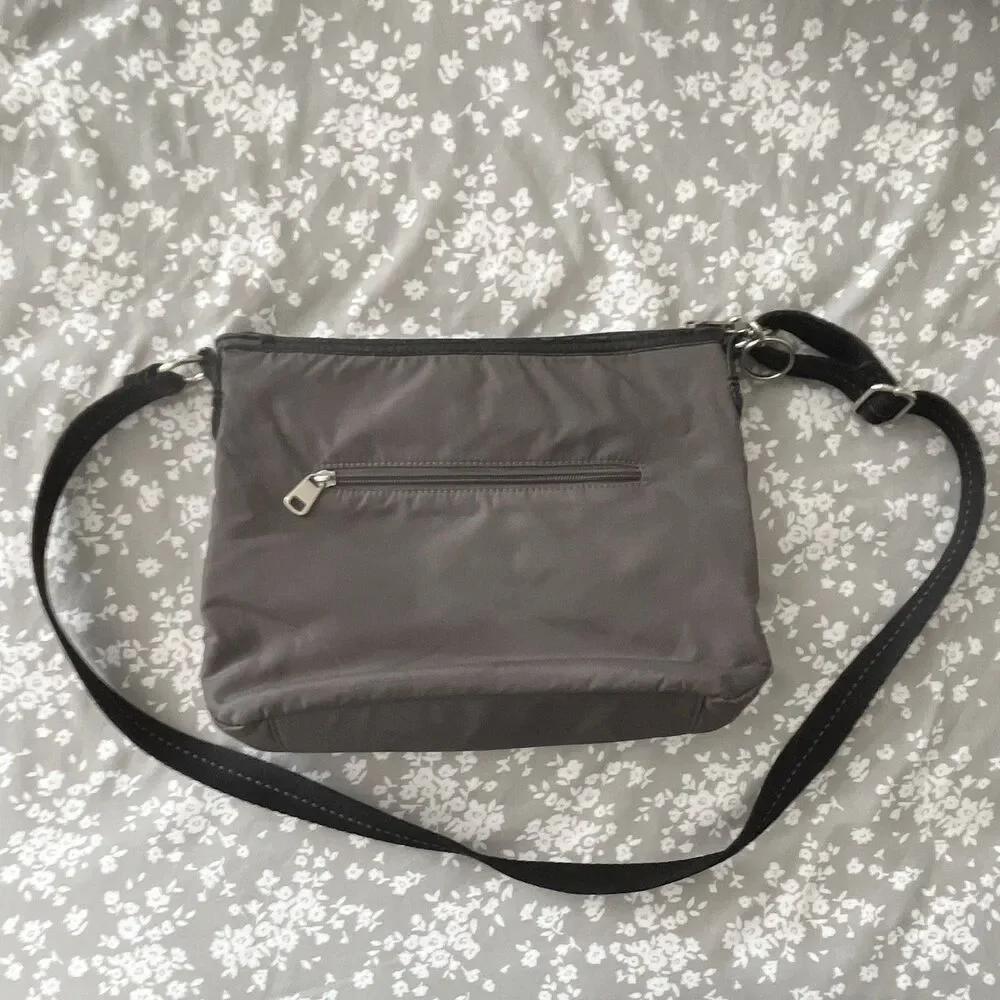 The Sak Esperato Gray & Black Medium Triple Zip Crossbody Shoulder Bag Vegan